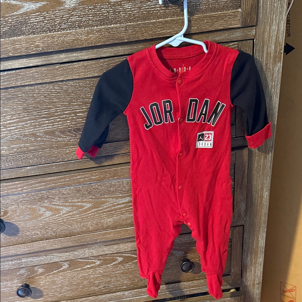 Jordan Red and Black Infant Footed One-Piece